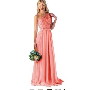 David's Bridal Peach One Shoulder Bridesmaid  Prom Dress Size 16
